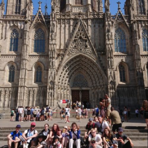 Group in front of Barcelona Cathedral